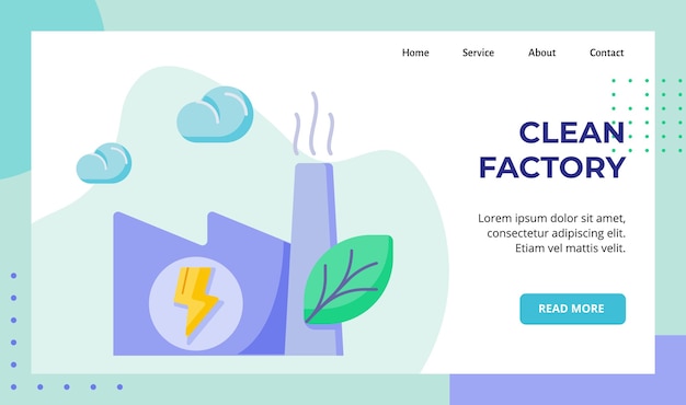 Clean factory emit low pollution campaign for web website