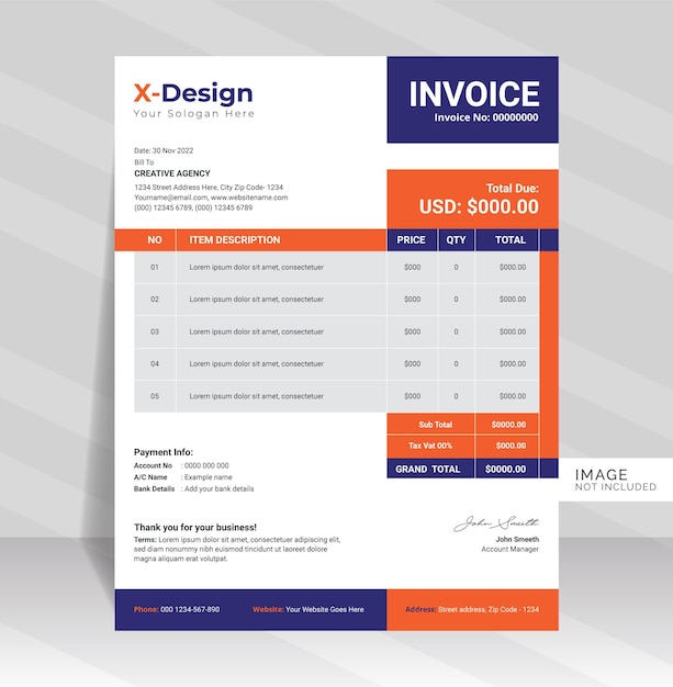 Clean and modern business invoice bill template