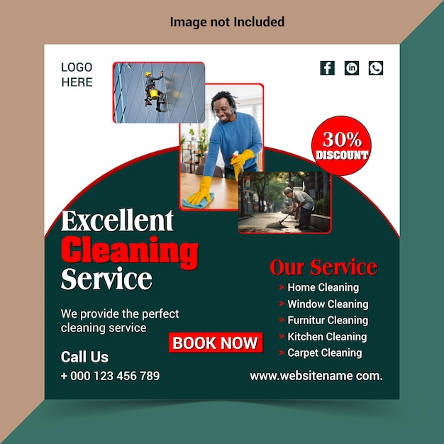 Cleaning service social media post design template