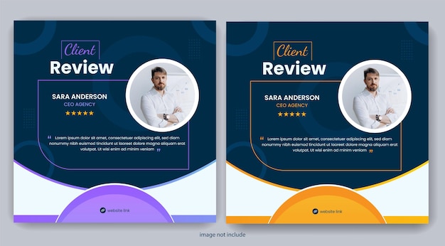 Client testimonials or customer feedback social media and instagram post template