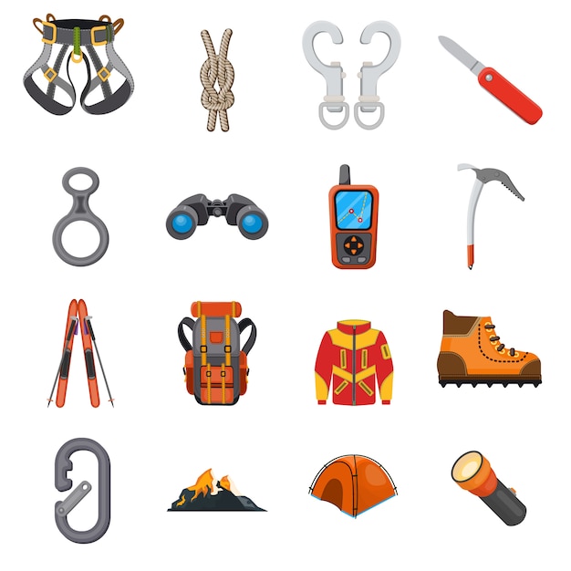 Climber cartoon icon set. 