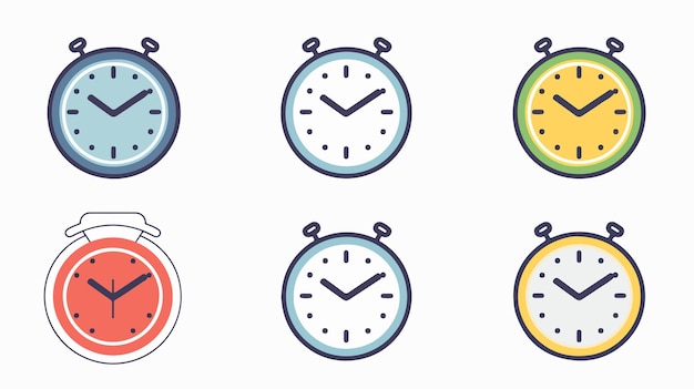 Vector clock line icon vector illustration flat design