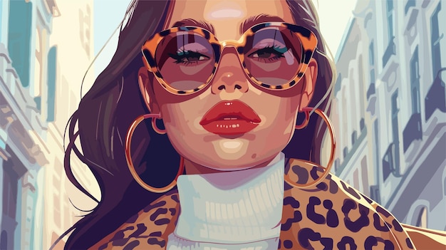 Close Up Outdoor Portrait Vector Illustration