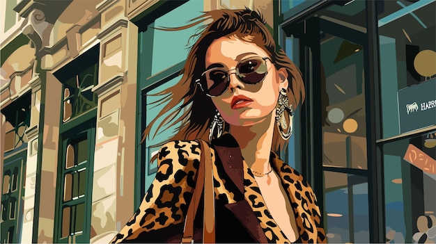 Closeup Fashion Portrait Vector Illustration for Creative Projects