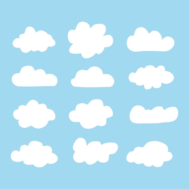 Vector cloud clipart vector set flat design on white background