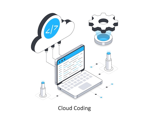 Vector cloud coding isometric stock illustration eps 10 file