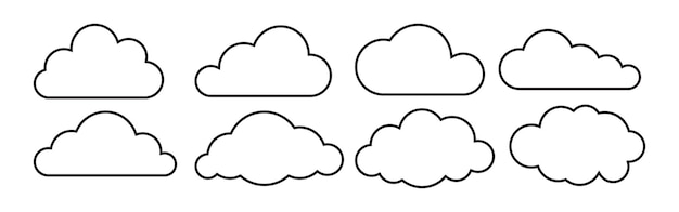 Cloud line icons set