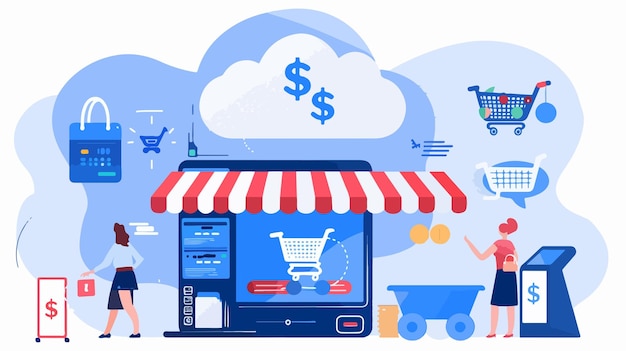 Vector cloud point of sale and contactless payment concept