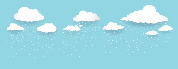 Vector cloud and rain rainy season weather nature background flood natural disaster vector illustration