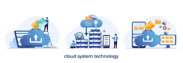 Vector cloud storage file download database protection concept data center file management flat illustration vector template