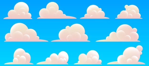 Clouds set isolated on a blue