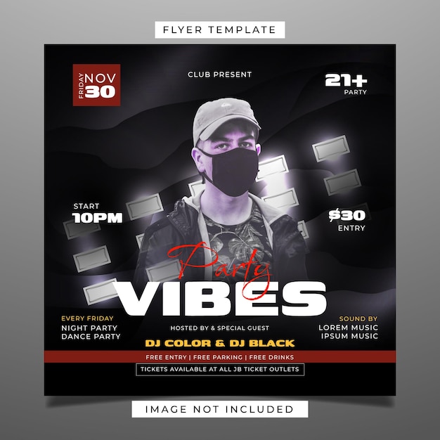 Club vibes party flyer template