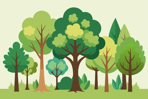 Vector a cluster of green trees in a flat design style