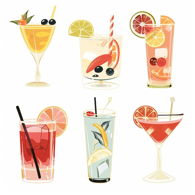 Vector cocktail vector set simple and minimal