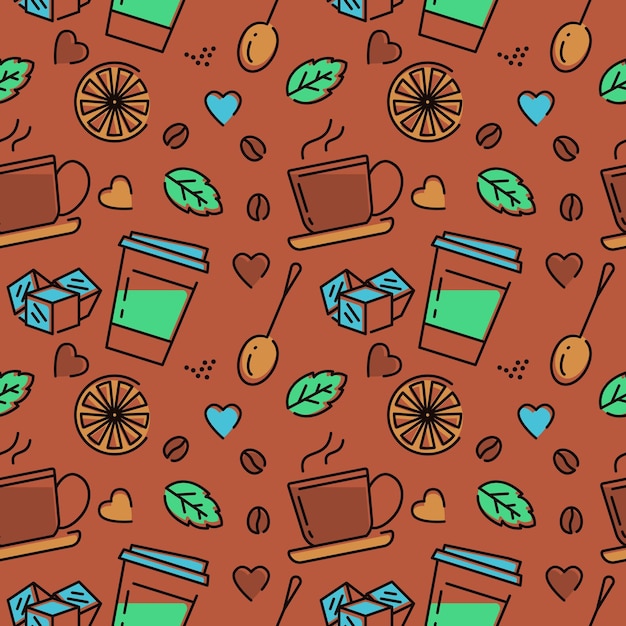 Coffee Cafe Beverage Seamless Pattern Fresh Background