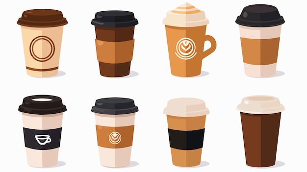 Vector coffee drink concept floating coffee cup cartoon style