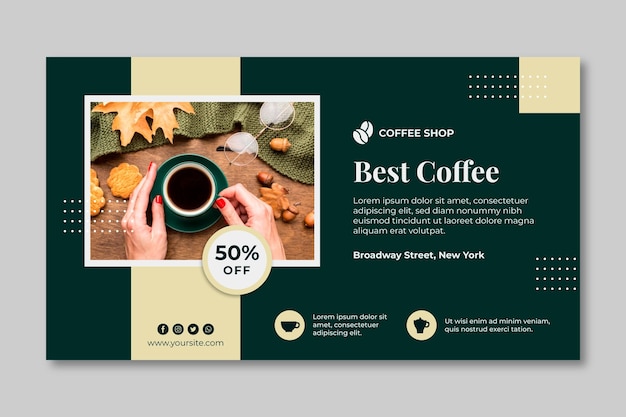 Coffee horizontal banner template