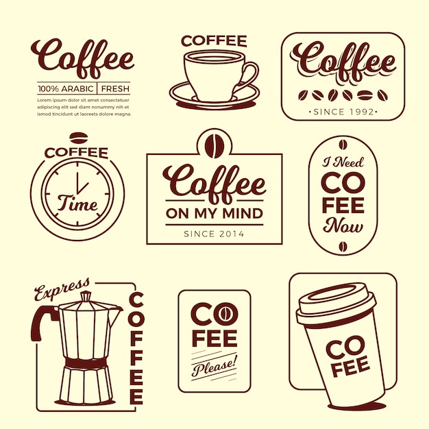 Vector coffee minimal logo element collection