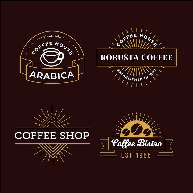 Coffee shop retro logo pack