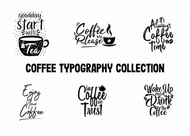 Coffee typography collection for cafe decoration