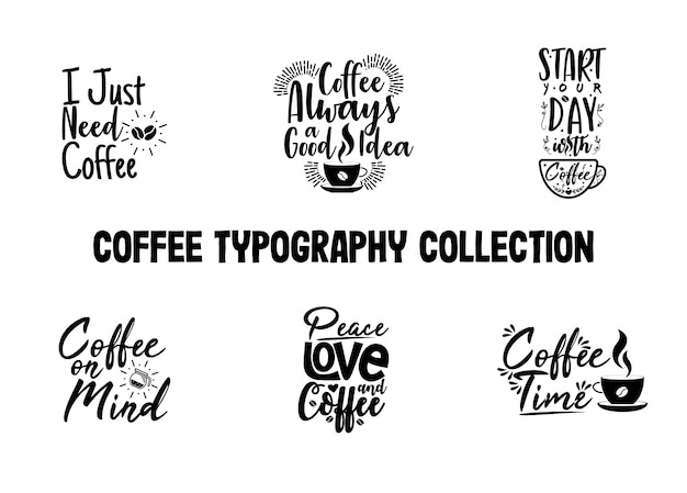 Coffee typography collection for cafe decoration