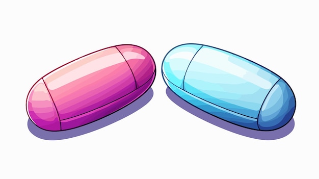 Vector cold gradient line drawing cartoon pill