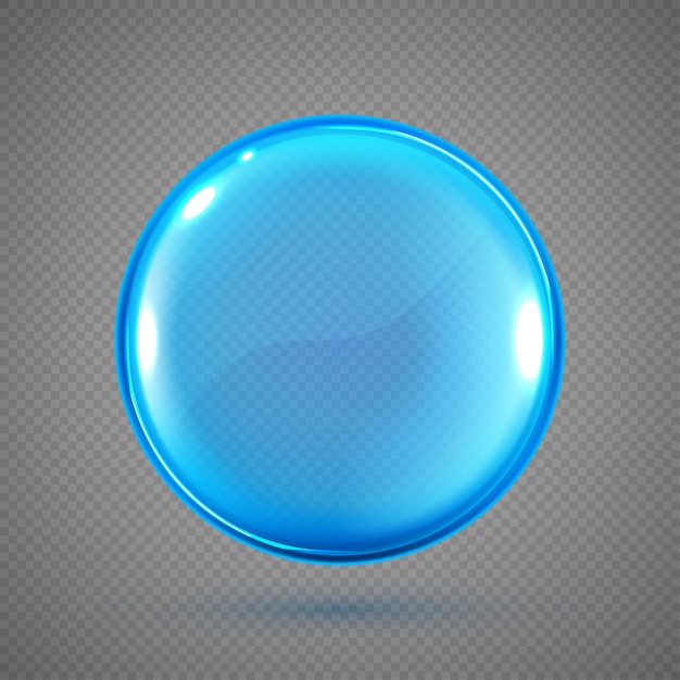 Collagen droplet isolated on transparent background Realistic vector blue drop Water bubble or glass ball template