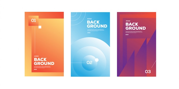 Collection of abstract gradient banner set for social media template