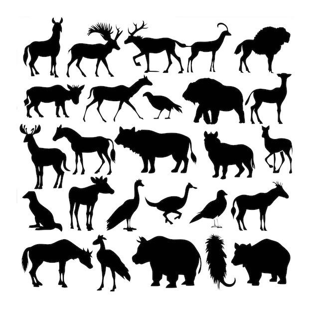 Vector collection of animal themed silhouettes