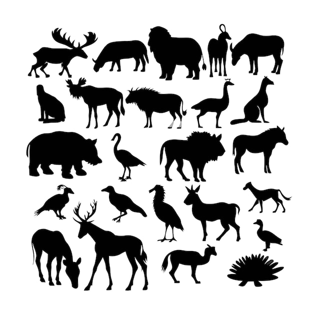 Vector collection of animal themed silhouettes