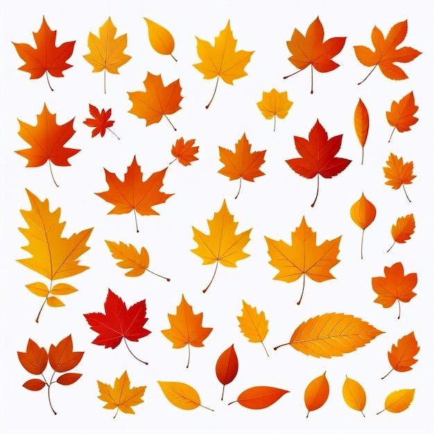 Vector a collection of autumn leaves including one that has the word autumn on it