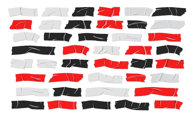 Vector collection of black red white electrical tape vector