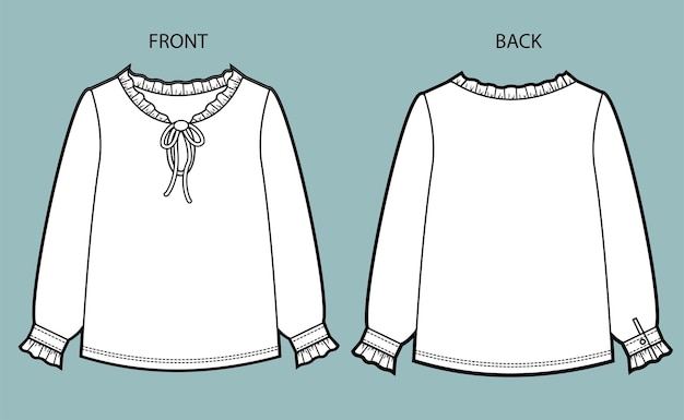 Vector collection of blouse front and back view
