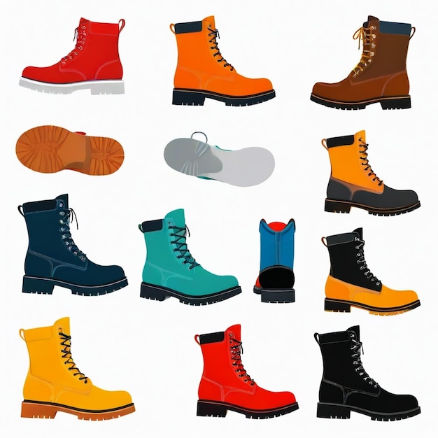 Vector a collection of boots with the word quot boots quot on them