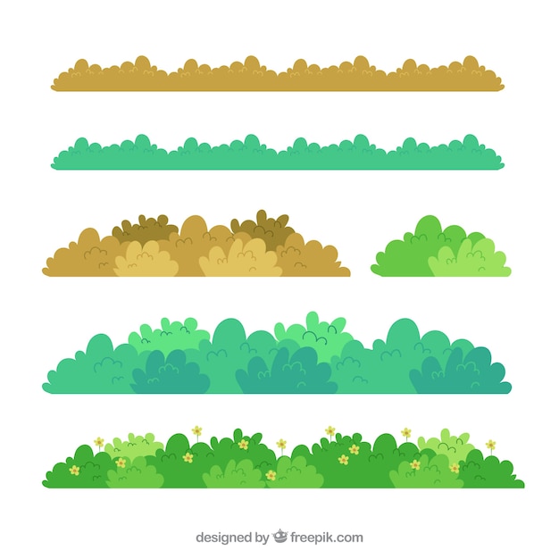 Vector collection of border grass in different colors