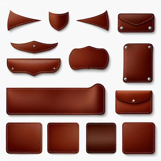 Vector a collection of brown leather items including one that says quot brown quot