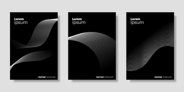 Vector collection of business flyer cover templates in elegant black color