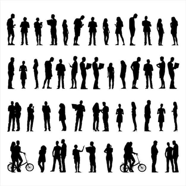 Vector collection of business people silhouettes vector