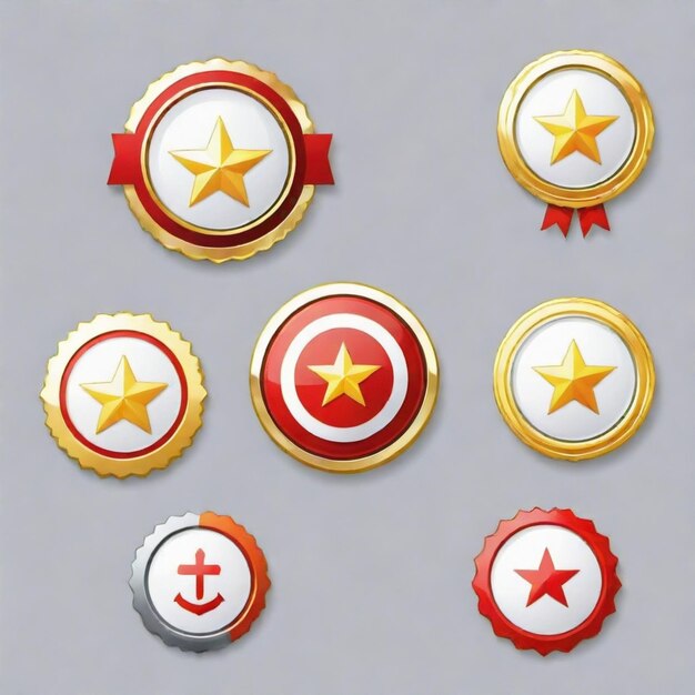 Vector a collection of buttons with a star on the top