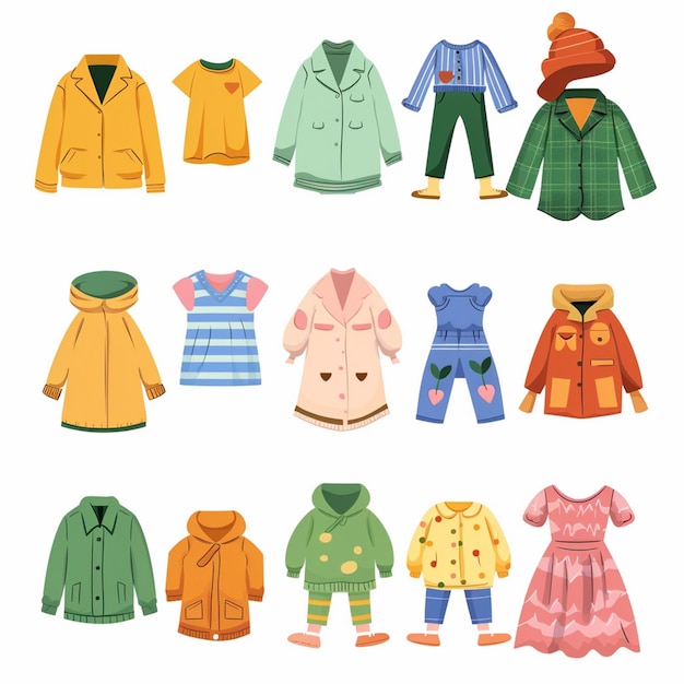 Vector a collection of childrens clothing including one of the outfits