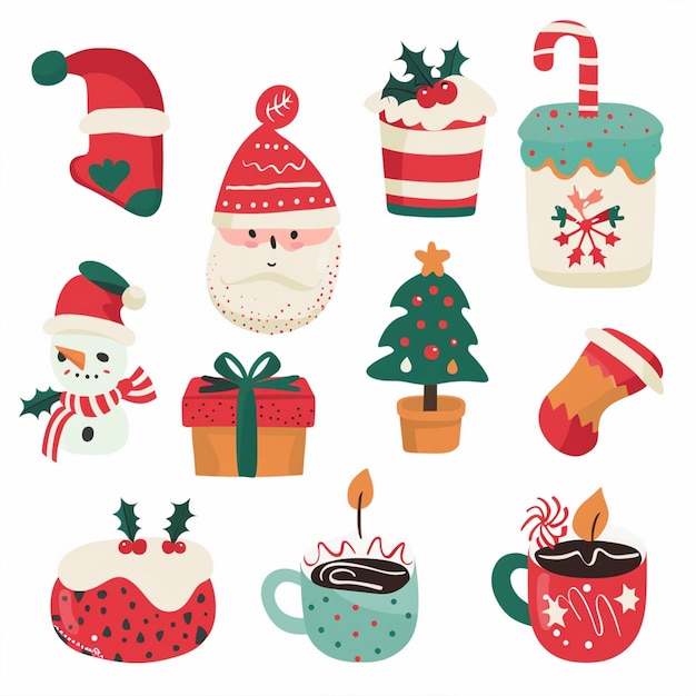 Vector a collection of christmas cupcakes including santa santa santa and santa