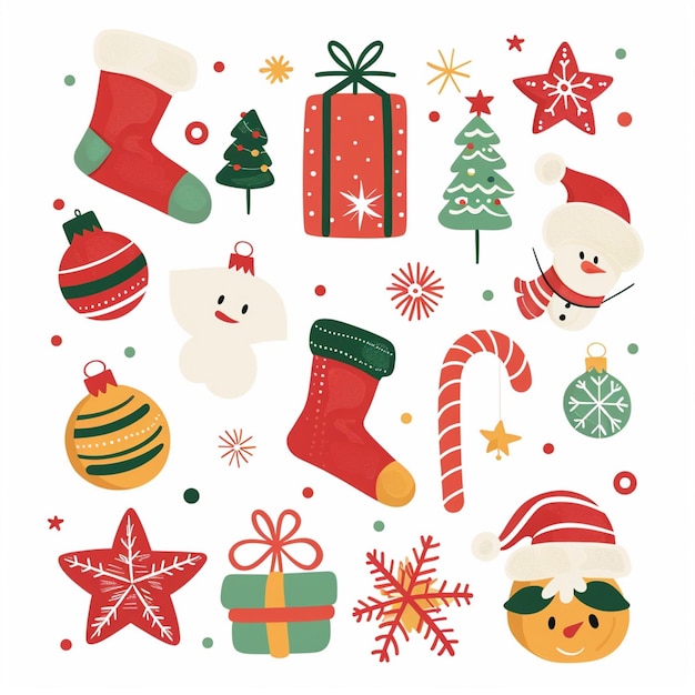 Vector a collection of christmas items including santa santa and santa