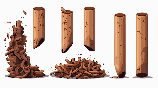 Vector collection of cigarette butts vector illustration