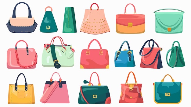 Vector a collection of colorful handbags by person