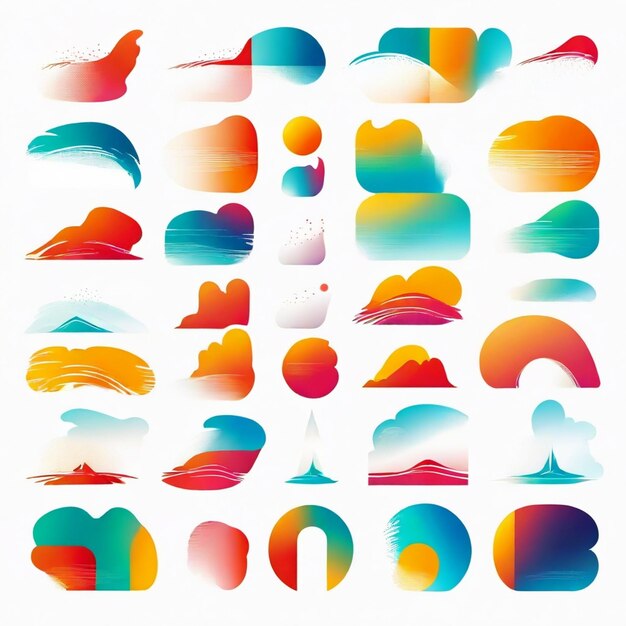 Vector a collection of colorful images with different colors and shapes