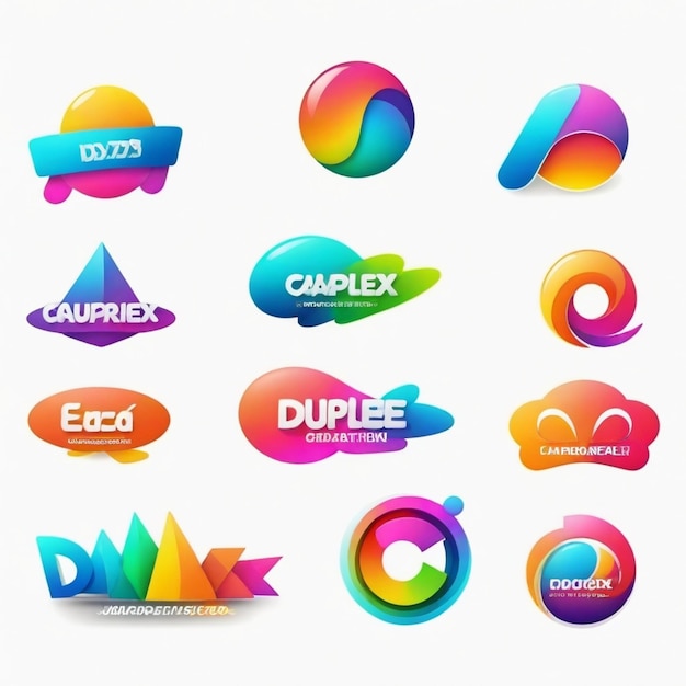 Vector a collection of colorful logos including a rainbow colored one