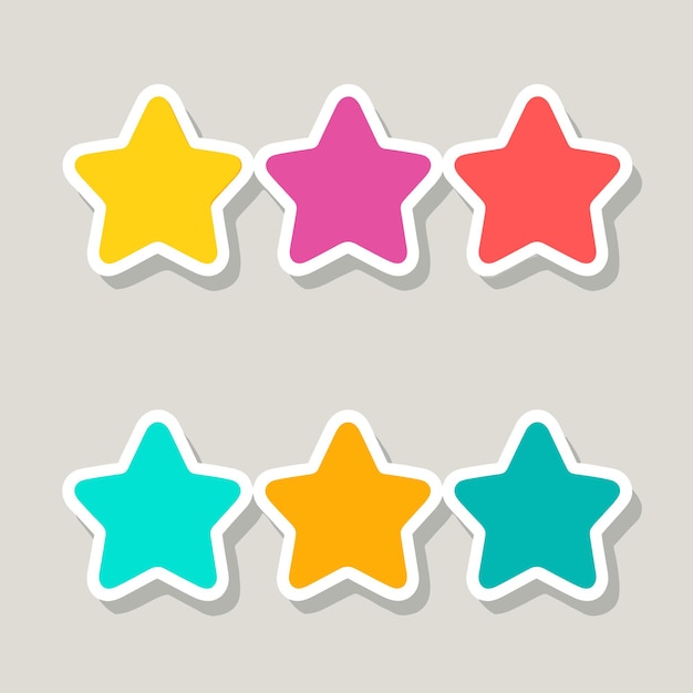 Vector a collection of colorful stars with a pink blue and green one