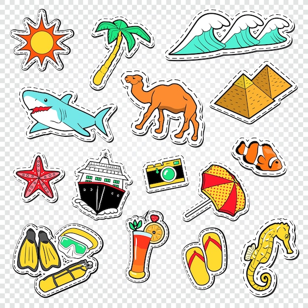 Collection of colorful stickers