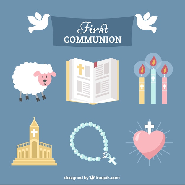 Vector collection of communion accessories