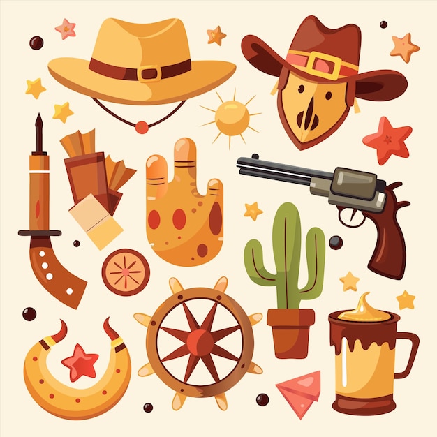 Vector a collection of cowboy themed items including cowboy cowboy cowboy and cowboy